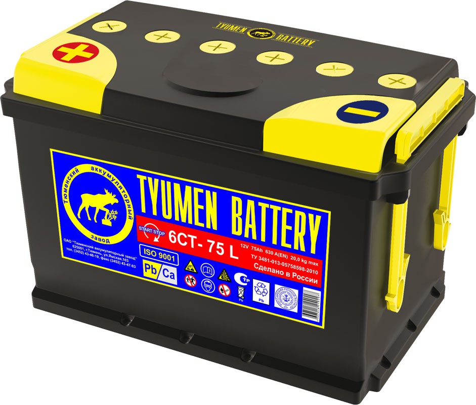 Купить в Ульяновске аккумулятор 6СТ-75L ПП Tyumen Battery STANDARD за 4400 рублей